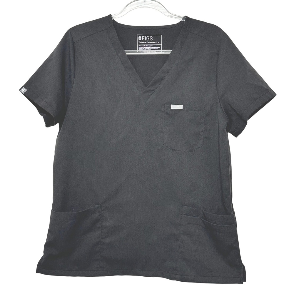 FIGS Casma 3-Pocket V-Neck Scrub Top Charcoal Gray Womens Large 1001436 PO# 5999